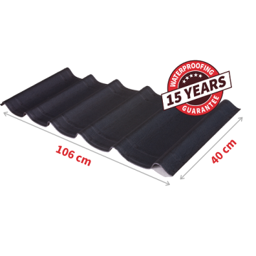 Onduvilla Bituminous Tile Strips, Shaded Black Colour Tile Length PACK OF 7 (2.17 Sqm Cover)