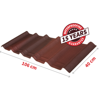 Onduvilla Bituminous Tile Strips, Shaded Red Colour Tile Length PACK OF 7 (2.17 Sqm Cover)