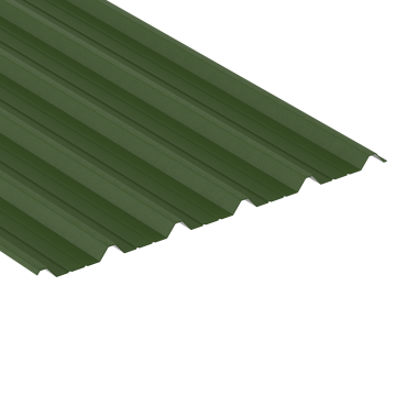 1000/34C Box Profile, Juniper Green, 0.7mm Thickness, Plastic Coated Steel Sheet - 2.700m Lengths