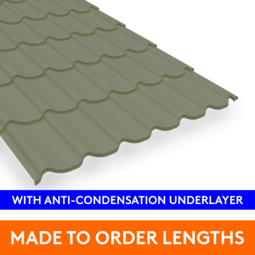 33/1000 Pantile Profile Steel Sheet, 0.5mm thick, Plastic Coated, Moorland Green with Anti-Con