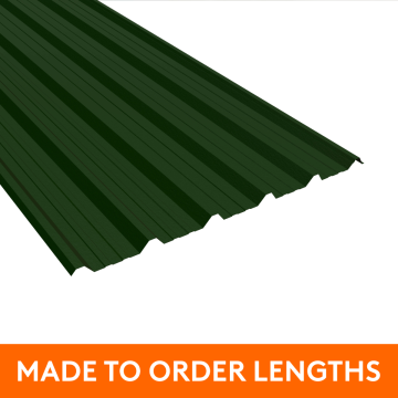 32/1000 Box Profile Steel Sheet, 0.5mm thick, Plastic Coated, Juniper Green - Custom Length