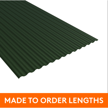 13.5x3" Corrugated Steel Sheet, 0.7mm thick, Plastic Coated, Juniper Green